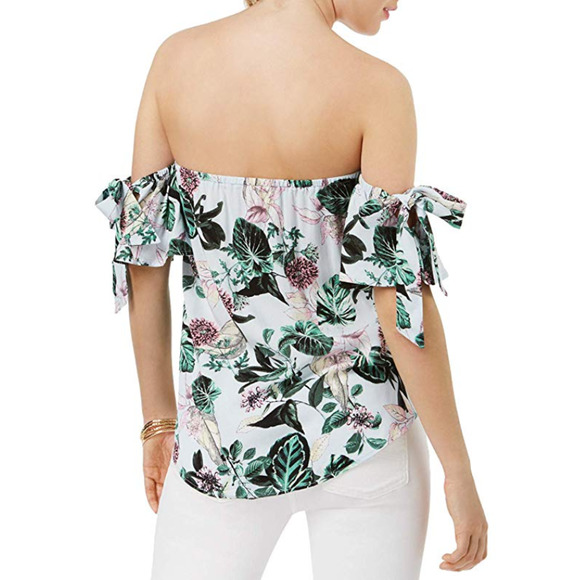 Gypsies Womens Moondust Off The Shoulder Spring Floral Blouse Size S $34 NWT - Picture 2 of 5